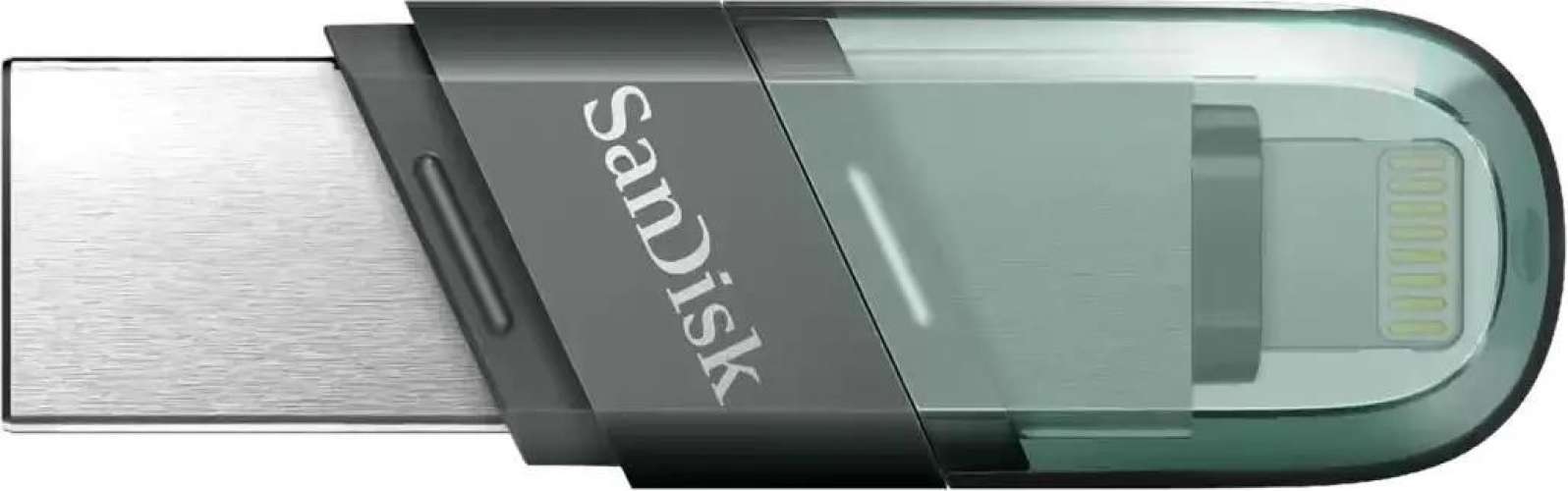 Флешка USB Sandisk iXpand Flip 128ГБ, USB3.1, зеленый и серебристый [sdix90n-128g-gn6ne]